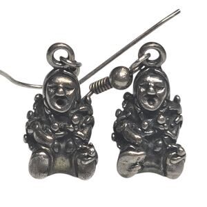 Vintage Native American Navajo Storyteller Earrings Sterling Silver 925 Full 3D